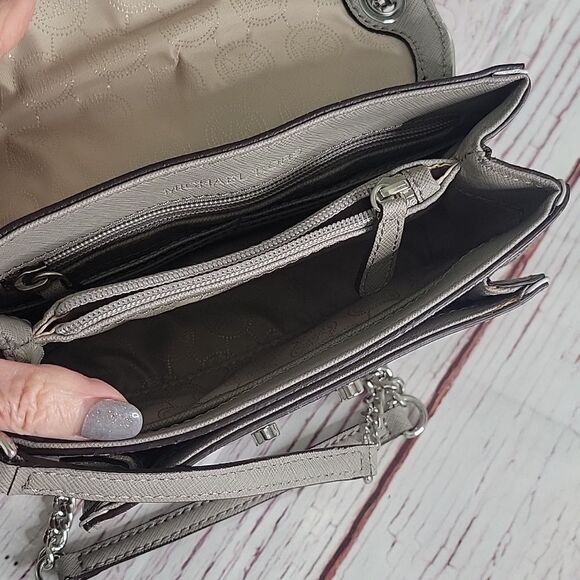 MICHAEL KORS Sloan Gray Saffiano Leather Crossbody Bag - Picture 6 of 9